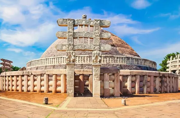 Framed Print : Sanchi Stupa is a Buddhist stone structure located on a hilltop at Sanchi Town in Raisen District of the State of Framed Print : Sanchi Stupa is a Buddhist stone structure located on a hilltop at Sanchi Town in Raisen District of the State of