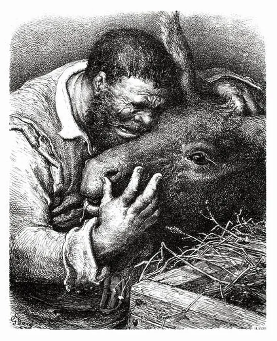 Framed Print : Sancho panza cries to his donkey Framed Print : Sancho panza cries to his donkey