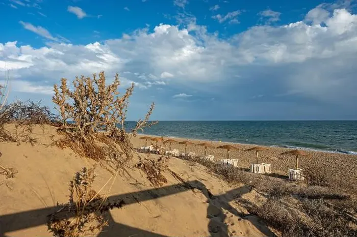 Framed Print : sand dunes at the beach near Isla Cristina at the Costa de la Luz in Andalusia