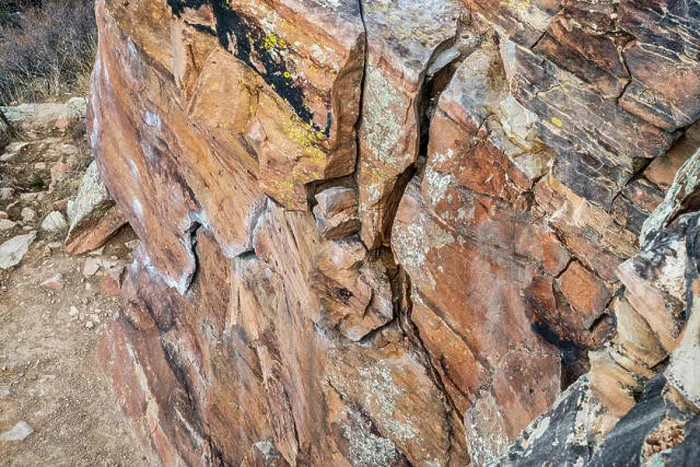 Framed Print : sandstone climbing wall with white chalk marks in Rotary Park, Fort Collins, Colorado, looking down Framed Print : sandstone climbing wall with white chalk marks in Rotary Park, Fort Collins, Colorado, looking down