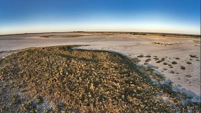 Framed Print : Sandy swamp near a beautiful lake, top view, drone camera Framed Print : Sandy swamp near a beautiful lake, top view, drone camera