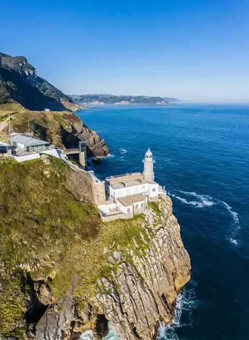 Framed Print : Santa Catalina lighthouse in Lekeitio, Basque country - drone view Framed Print : Santa Catalina lighthouse in Lekeitio, Basque country - drone view