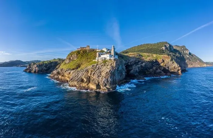 Framed Print : Santa Catalina lighthouse in Lekeitio, Basque country - drone aerial view Framed Print : Santa Catalina lighthouse in Lekeitio, Basque country - drone aerial view