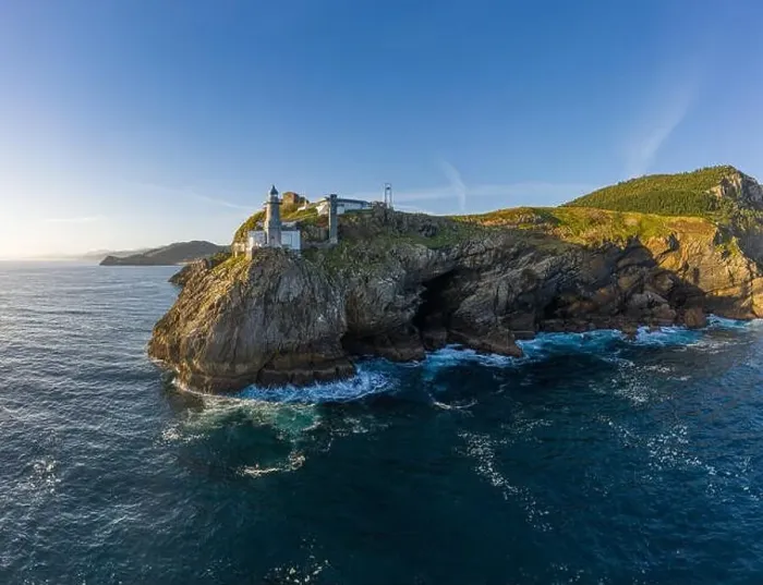 Framed Print : Santa Catalina lighthouse in Lekeitio, Basque country - drone aerial view Framed Print : Santa Catalina lighthouse in Lekeitio, Basque country - drone aerial view