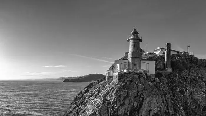 Framed Print : Santa Catalina lighthouse in Lekeitio, Basque country - drone aerial view, black and white Framed Print : Santa Catalina lighthouse in Lekeitio, Basque country - drone aerial view, black and white