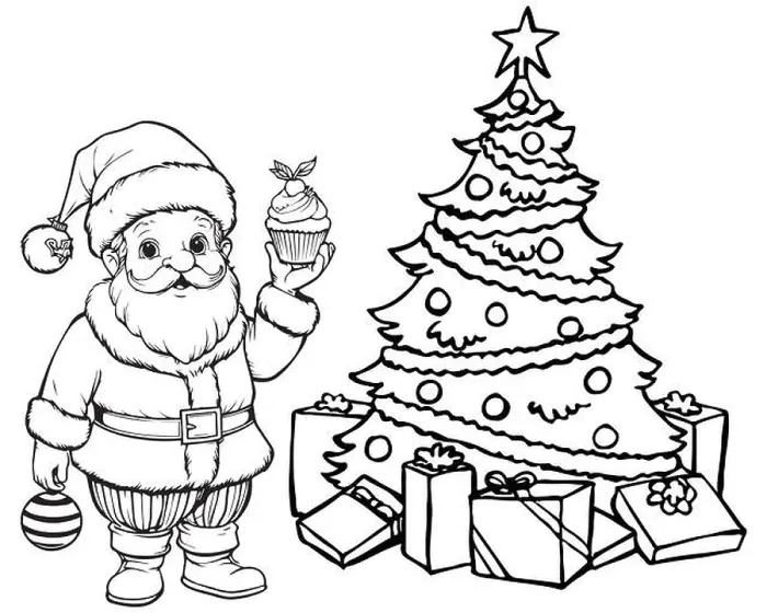Framed Print : Santa Claus Christmas Street Scene Coloring Page Framed Print : Santa Claus Christmas Street Scene Coloring Page