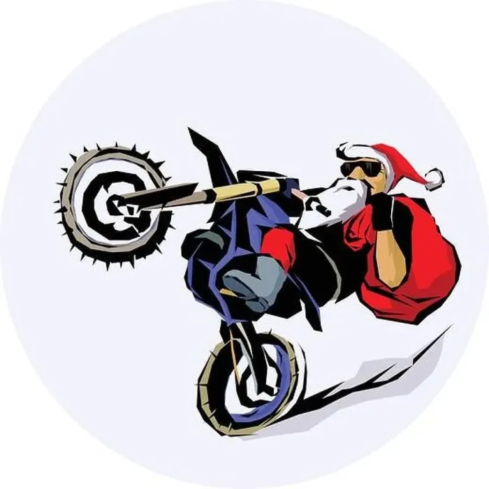 Framed Print : Santa Claus moto Bike Ride vector illustration