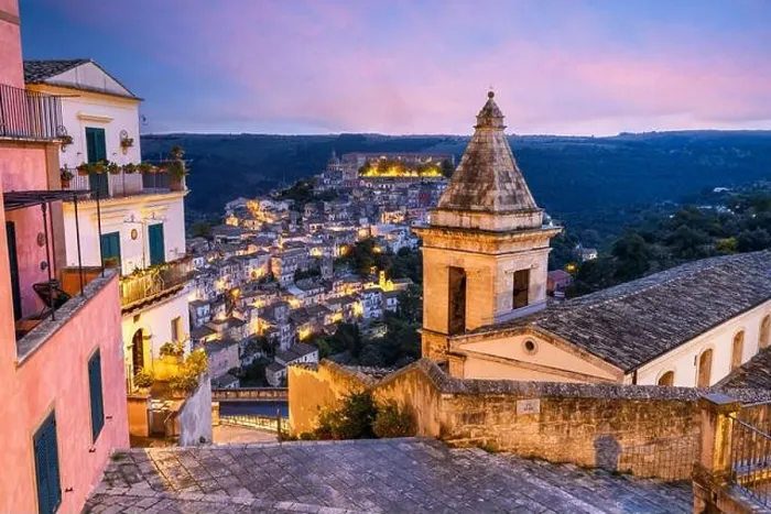 Framed Print : Santa Maria delle Scale in Ragusa, Sicily, Italy at dusk Framed Print : Santa Maria delle Scale in Ragusa, Sicily, Italy at dusk