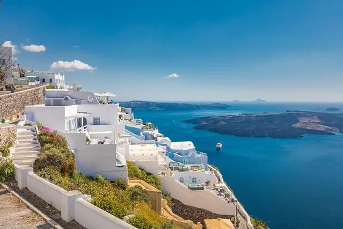 Framed Print : Santorini Island, filled with cafes and hotels overlooking the Aegean Sea and volcanic Caldera. Luxury summer travel and vacation destination of white Framed Print : Santorini Island, filled with cafes and hotels overlooking the Aegean Sea and volcanic Caldera. Luxury summer travel and vacation destination of white