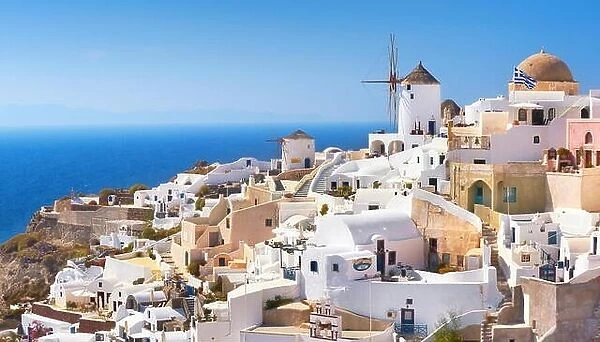 Santorini Island - white houses and windmills, Oia, Greece