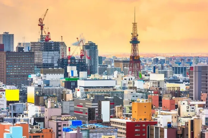 Framed Print : Sapporo, Hokkaido, Japan downtown city skyline over Chuo Ward towards the tower at night Framed Print : Sapporo, Hokkaido, Japan downtown city skyline over Chuo Ward towards the tower at night