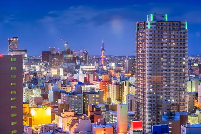 Framed Print : Sapporo, Hokkaido, Japan downtown city skyline over Chuo Ward towards the tower at night Framed Print : Sapporo, Hokkaido, Japan downtown city skyline over Chuo Ward towards the tower at night