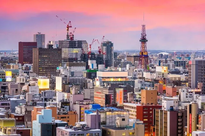 Framed Print : Sapporo, Japan downtown cityscape at dusk Framed Print : Sapporo, Japan downtown cityscape at dusk
