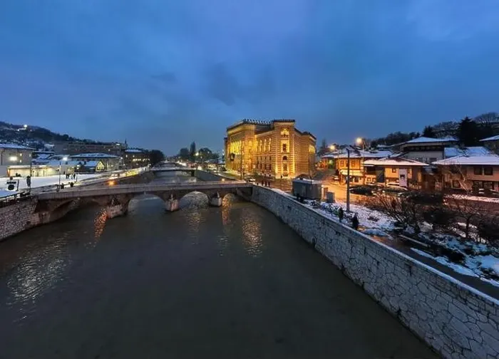 Framed Print : Sarajevo city hall or national library in town center aerialhyper lapse or time lapse Framed Print : Sarajevo city hall or national library in town center aerialhyper lapse or time lapse