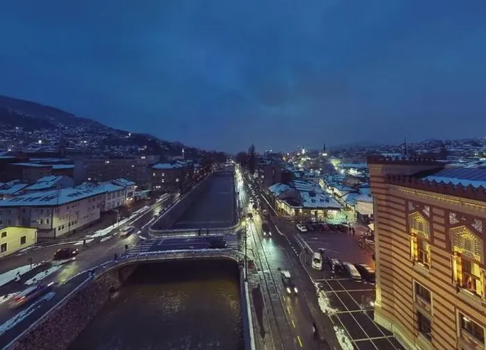 Framed Print : Sarajevo city hall or national library in town center aerialhyper lapse or time lapse Framed Print : Sarajevo city hall or national library in town center aerialhyper lapse or time lapse