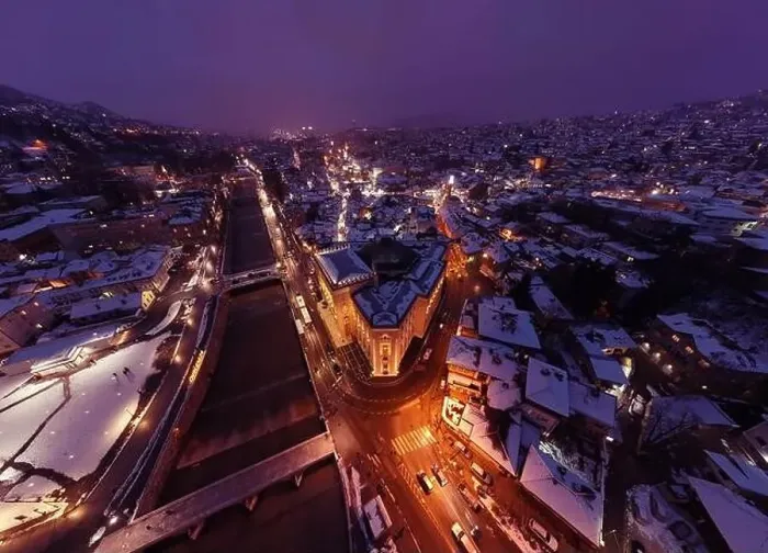 Framed Print : Sarajevo city hall or national library in town center aerialhyper lapse or time lapse Framed Print : Sarajevo city hall or national library in town center aerialhyper lapse or time lapse