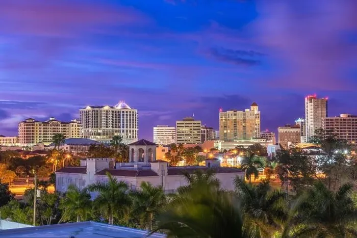 Framed Print : Sarasota, Florida, USA downtown city skyline at twilight Framed Print : Sarasota, Florida, USA downtown city skyline at twilight