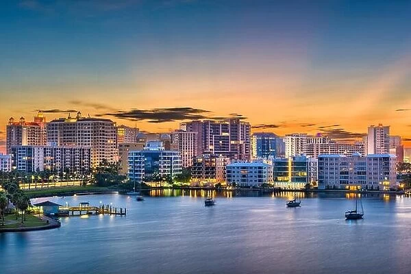 Sarasota, Florida, USA downtown skyline on the bay