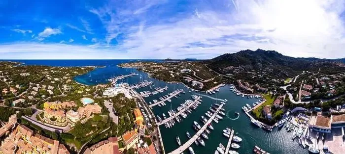 Framed Print : Sardegna island. Luxury resort Porto Cervo. Marina with sailing boats, aerial drone video view Framed Print : Sardegna island. Luxury resort Porto Cervo. Marina with sailing boats, aerial drone video view