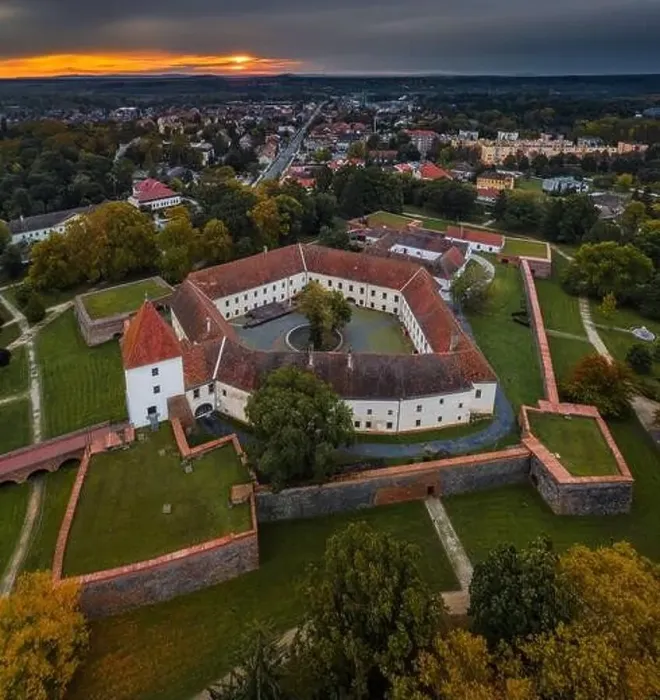 Framed Print : Sarvar, Hungary - Aerial panoramic view of the Castle of Sarvar (Nadasdy castle) Framed Print : Sarvar, Hungary - Aerial panoramic view of the Castle of Sarvar (Nadasdy castle)