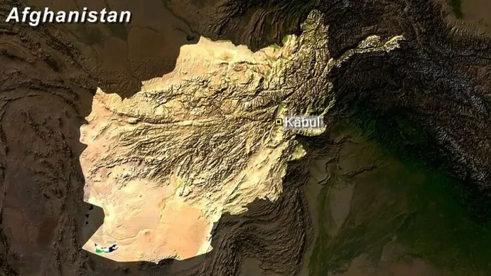 Framed Print : Satellite Image Of Afghanistan With Kabul Framed Print : Satellite Image Of Afghanistan With Kabul