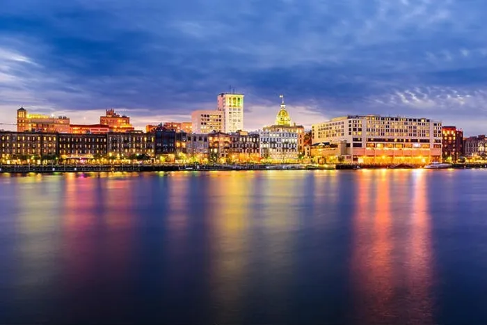 Framed Print : Savannah, Georgia, USA downtown skyline Framed Print : Savannah, Georgia, USA downtown skyline