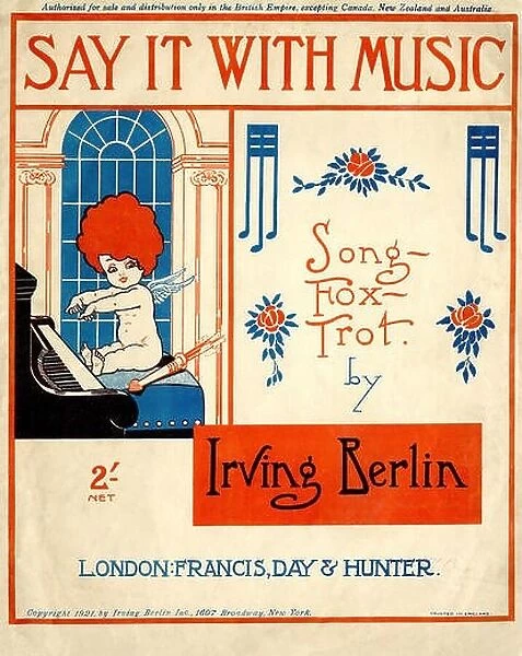 Say it with Music by Irving Berlin. Published London, Francis, Day & Hunter, 1921.Irving Berlin Inc. Angel playing piano