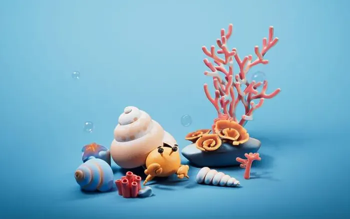 Framed Print : Scallop shell underwater with cartoon style, 3d rendering. 3D illustration Framed Print : Scallop shell underwater with cartoon style, 3d rendering. 3D illustration