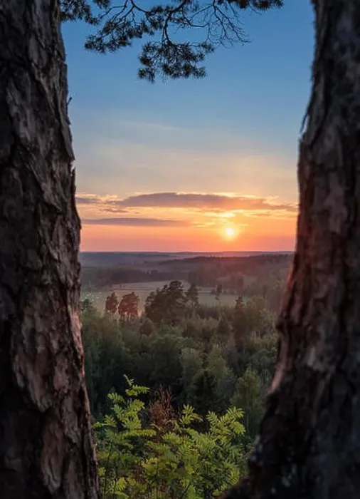 Framed Print : Scenery landscape view with beautiful sunset and evening light at summer in Finland Framed Print : Scenery landscape view with beautiful sunset and evening light at summer in Finland