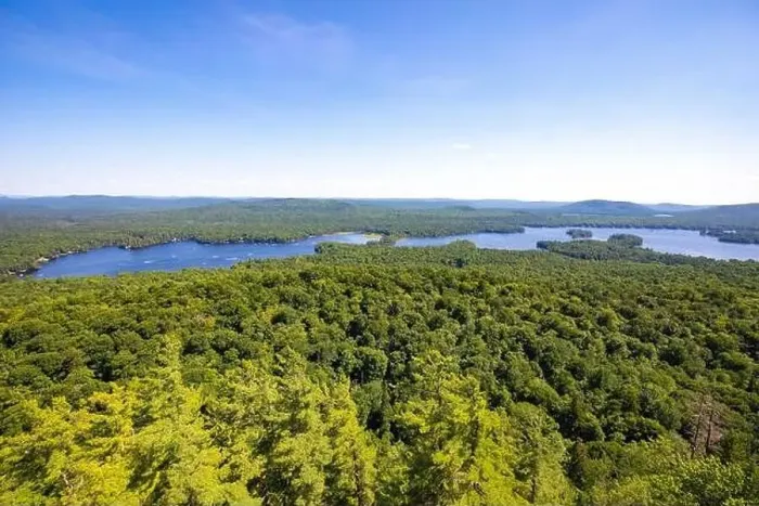 Framed Print : Scenic aerial view of a blue lake with pine trees coast line Framed Print : Scenic aerial view of a blue lake with pine trees coast line