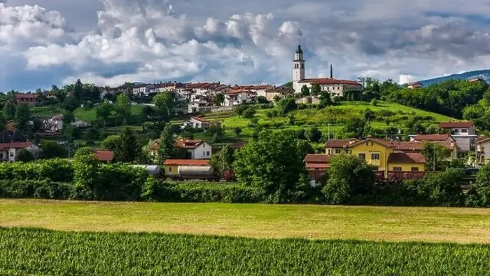 Framed Print : Scenic Drone Shot of Small Town and Vineyards in Slovenia Framed Print : Scenic Drone Shot of Small Town and Vineyards in Slovenia