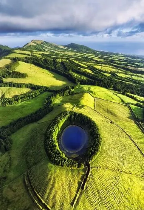 Framed Print : Scenic Look like Eye Lake landscape - Lagoa de Pau Pique, Sao Miguel Island, Azores, Portugal Framed Print : Scenic Look like Eye Lake landscape - Lagoa de Pau Pique, Sao Miguel Island, Azores, Portugal