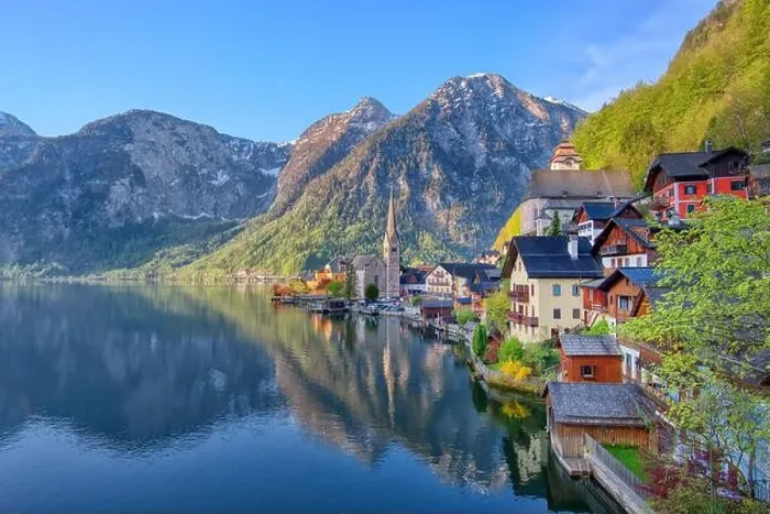 Framed Print : Scenic picture-postcard view of famous Hallstatt mountain village in the Austrian Alps at beautiful light in spring, Salzkammergut region, Hallstatt Framed Print : Scenic picture-postcard view of famous Hallstatt mountain village in the Austrian Alps at beautiful light in spring, Salzkammergut region, Hallstatt