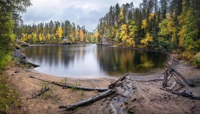 Framed Print : Scenic river landscape with beautiful fall colors at autumn day in National park, Finland Framed Print : Scenic river landscape with beautiful fall colors at autumn day in National park, Finland