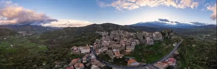 Framed Print : Scenic sunset view of Castiglione di Sicilia village, Sicily, Italy - Drone photography Framed Print : Scenic sunset view of Castiglione di Sicilia village, Sicily, Italy - Drone photography