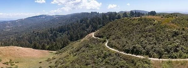 Scenic trails meander through the vegetation-covered hills of the East Bay, just a few miles from San Francisco Bay in Northern California