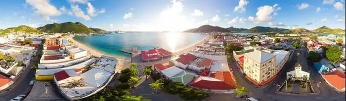 Framed Print : Scenic view of the caribbean island of St.Maarten. The island of Dutch Sint Maaarten Framed Print : Scenic view of the caribbean island of St.Maarten. The island of Dutch Sint Maaarten