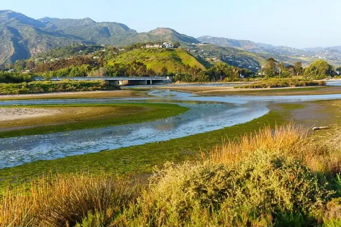 Framed Print : Scenic view of marshland and hills surrounding Malibu Lagoon Framed Print : Scenic view of marshland and hills surrounding Malibu Lagoon