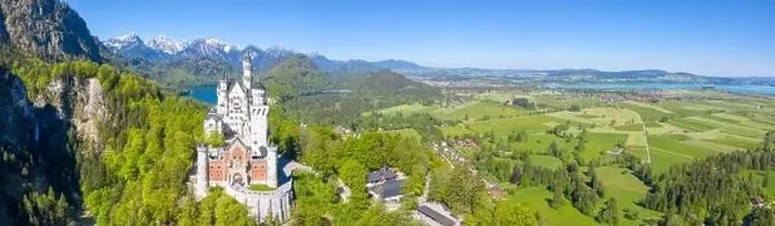 Framed Print : Schloss Neuschwanstein castle aerial view architecture Alps landscape Bavaria Germany travel panoramic view from above Framed Print : Schloss Neuschwanstein castle aerial view architecture Alps landscape Bavaria Germany travel panoramic view from above