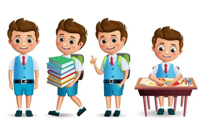 Framed Print : School boy vector character set Framed Print : School boy vector character set