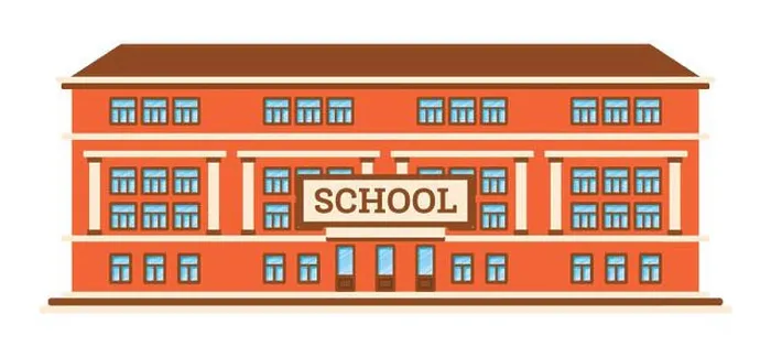Framed Print : School Building Isolated on White Background. Vector Illustration Framed Print : School Building Isolated on White Background. Vector Illustration