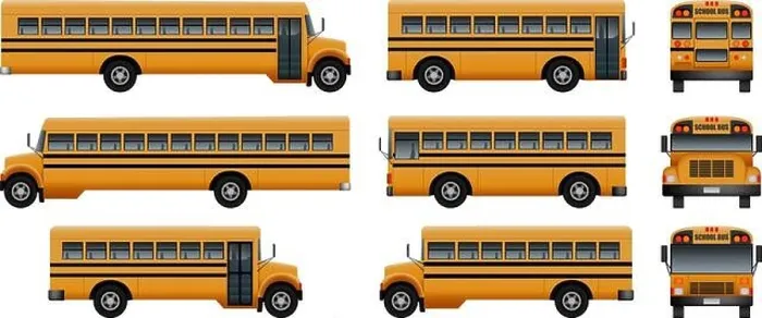 Framed Print : School bus back kids icons set. Realistic illustration of 9 school bus back kids vector icons for web