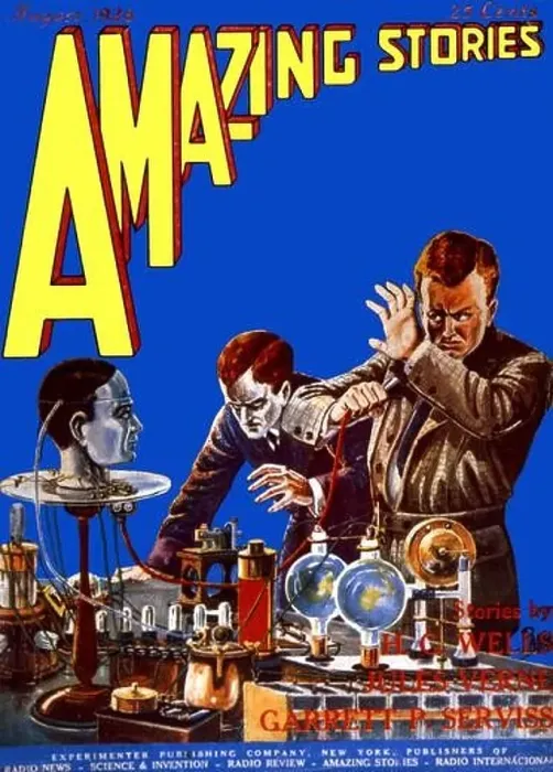 Framed Print : Science Fiction and Horror Magazines. Amazing Stories cover. August 1926 Artwork by Morey Framed Print : Science Fiction and Horror Magazines. Amazing Stories cover. August 1926 Artwork by Morey