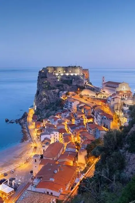 Framed Print : Scilla, Italy on the Mediterranean coast at twilight Framed Print : Scilla, Italy on the Mediterranean coast at twilight