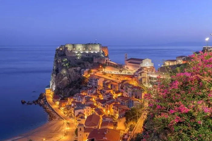 Framed Print : Scilla, Italy on the Mediterranean coast at twilight with seasonal flowers Framed Print : Scilla, Italy on the Mediterranean coast at twilight with seasonal flowers