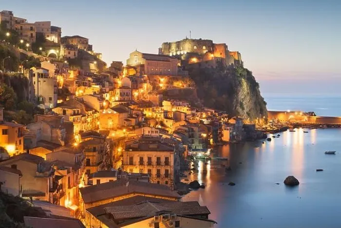 Framed Print : Scilla, Italy on the Mediterranean Sea at dusk Framed Print : Scilla, Italy on the Mediterranean Sea at dusk