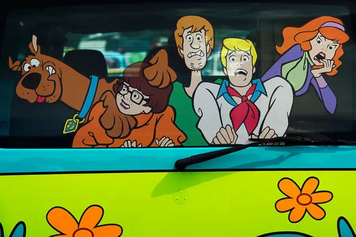 Framed Print : Scooby Doo mystery machine VW Volkswagen van. Rear window sticker Framed Print : Scooby Doo mystery machine VW Volkswagen van. Rear window sticker