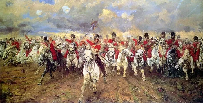 Framed Print : Scotland Forever! is an 1881 painting by Lady Butler depicting the start of the cavalry charge of the Royal Scots Greys who charged alongside Framed Print : Scotland Forever! is an 1881 painting by Lady Butler depicting the start of the cavalry charge of the Royal Scots Greys who charged alongside