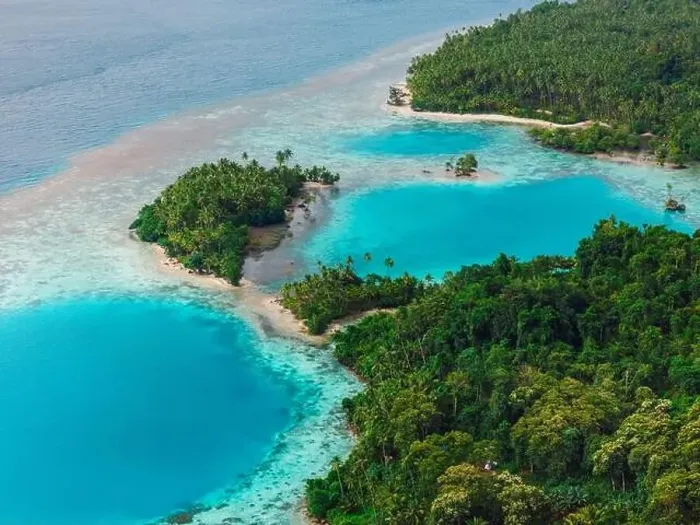Framed Print : Sea coastline with blue hole in big lagoon and tropical scenic landscape in Indonesia. Aerial view Framed Print : Sea coastline with blue hole in big lagoon and tropical scenic landscape in Indonesia. Aerial view