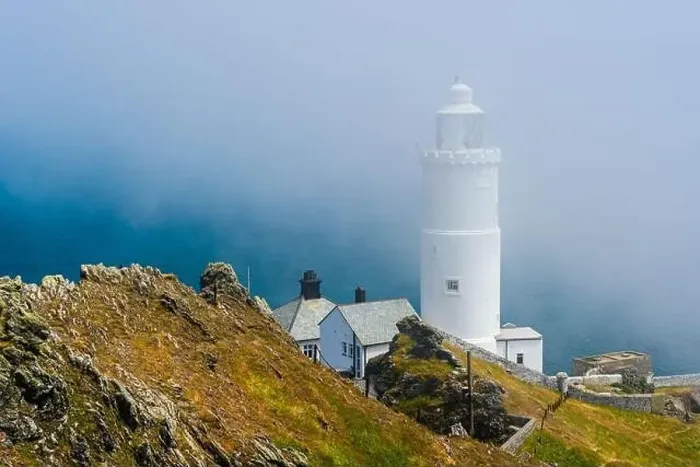 Framed Print : Sea Fret over Start Point Lighthouse, Trinity House and South West Coast Path, Devon, England Framed Print : Sea Fret over Start Point Lighthouse, Trinity House and South West Coast Path, Devon, England